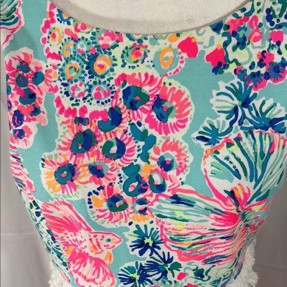 Lilly Pulitzer Arden Etuikleid Mini Serene Blau Gypsea Fransen Size M - Picture 4 of 10